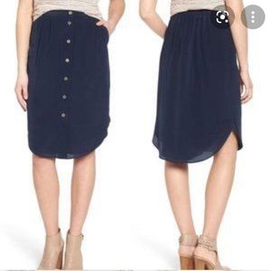 Madewell Silk Island Button Front Skirt